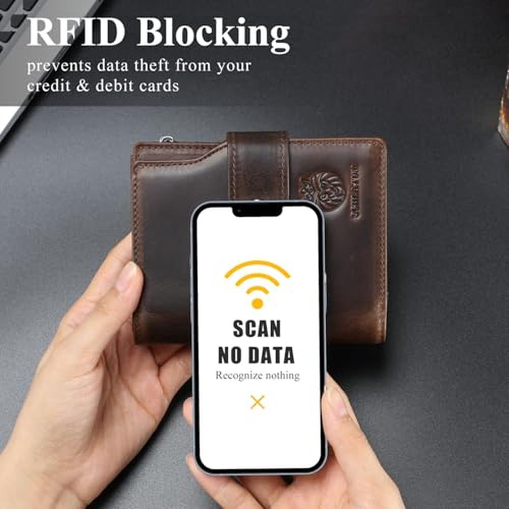 SCHLATUM Large Capacity Wallets for Men RFID Blocking Men – Close-up Detail
