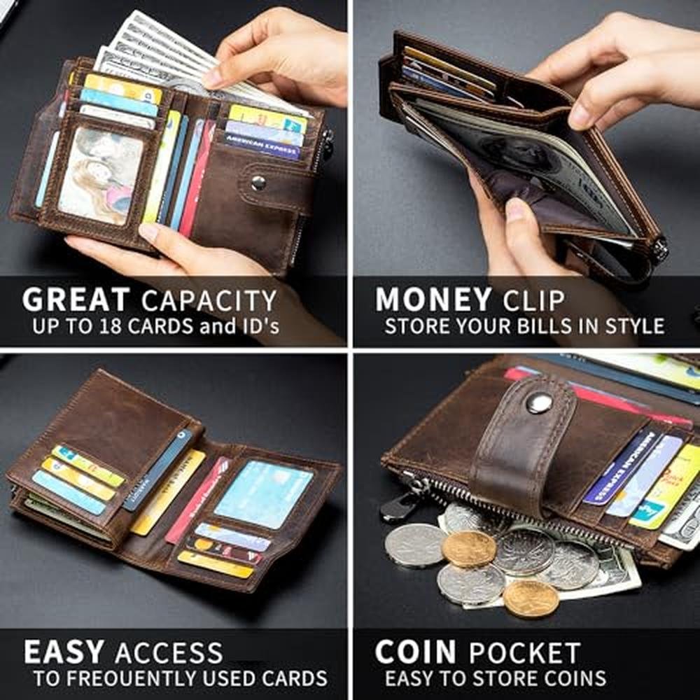 SCHLATUM Large Capacity Wallets for Men RFID Blocking Men – In Use