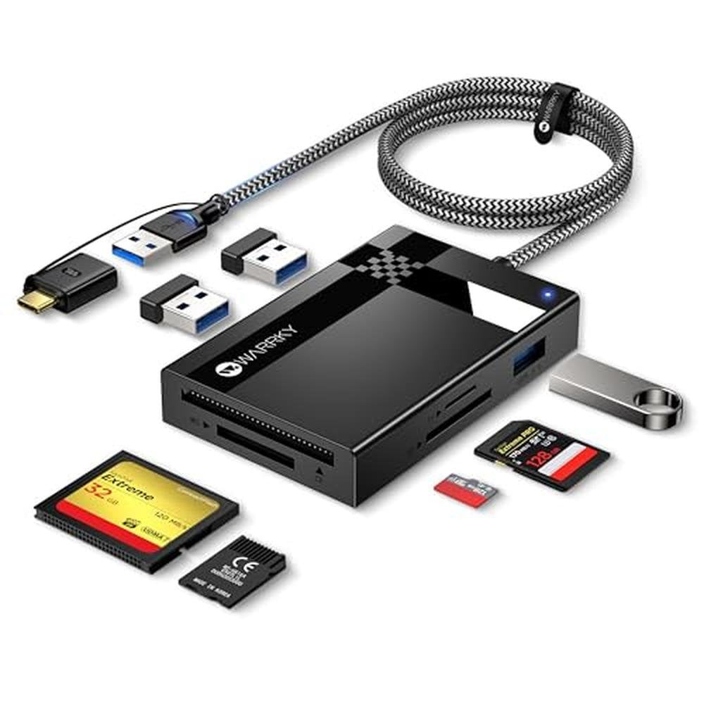 Camera Reader: WARRKY 7-in-1 SD Card Reader – Front View