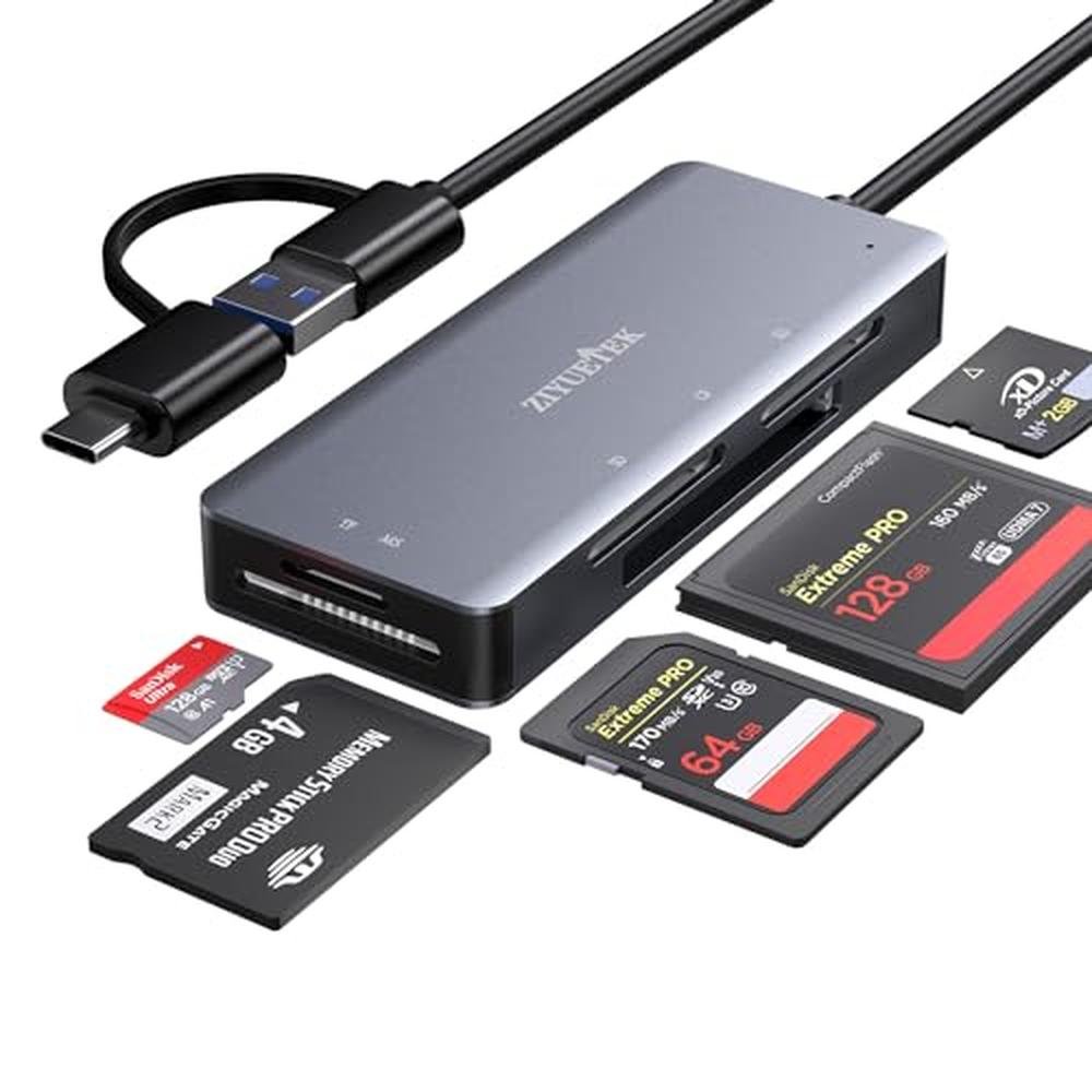 Reader Aluminum: 5-in-1 USB and USB-C to SD – Front View