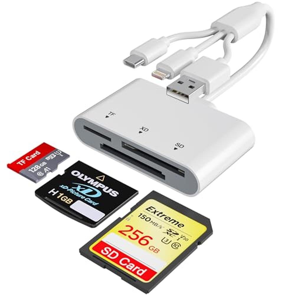 Reader iPhone: 3-in-1 SD Card Reader with USB-C and – Front View