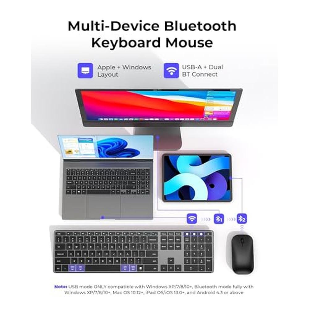 Wireless Keyboard Mouse Combo – Side View