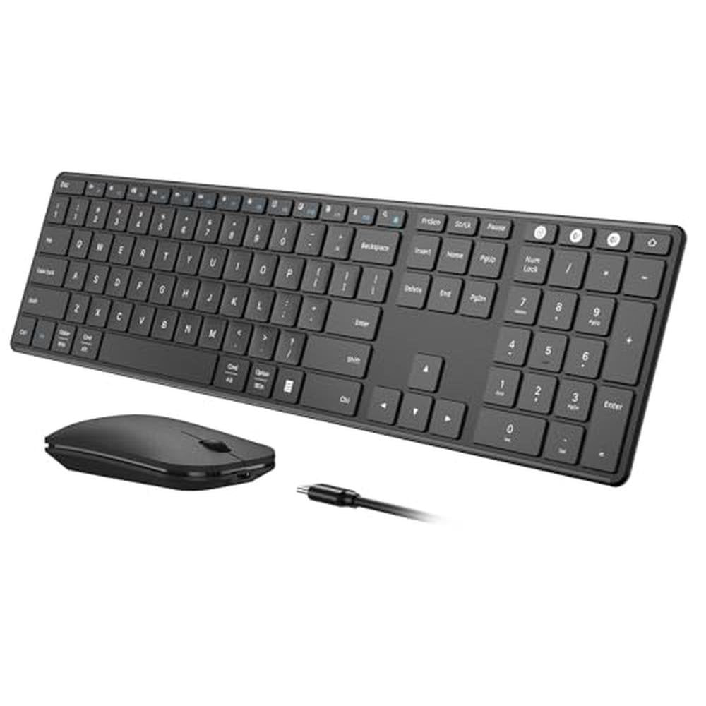 Wireless Keyboard Mouse: Seenda SKM64-3 Rechargeable Slim – Front View