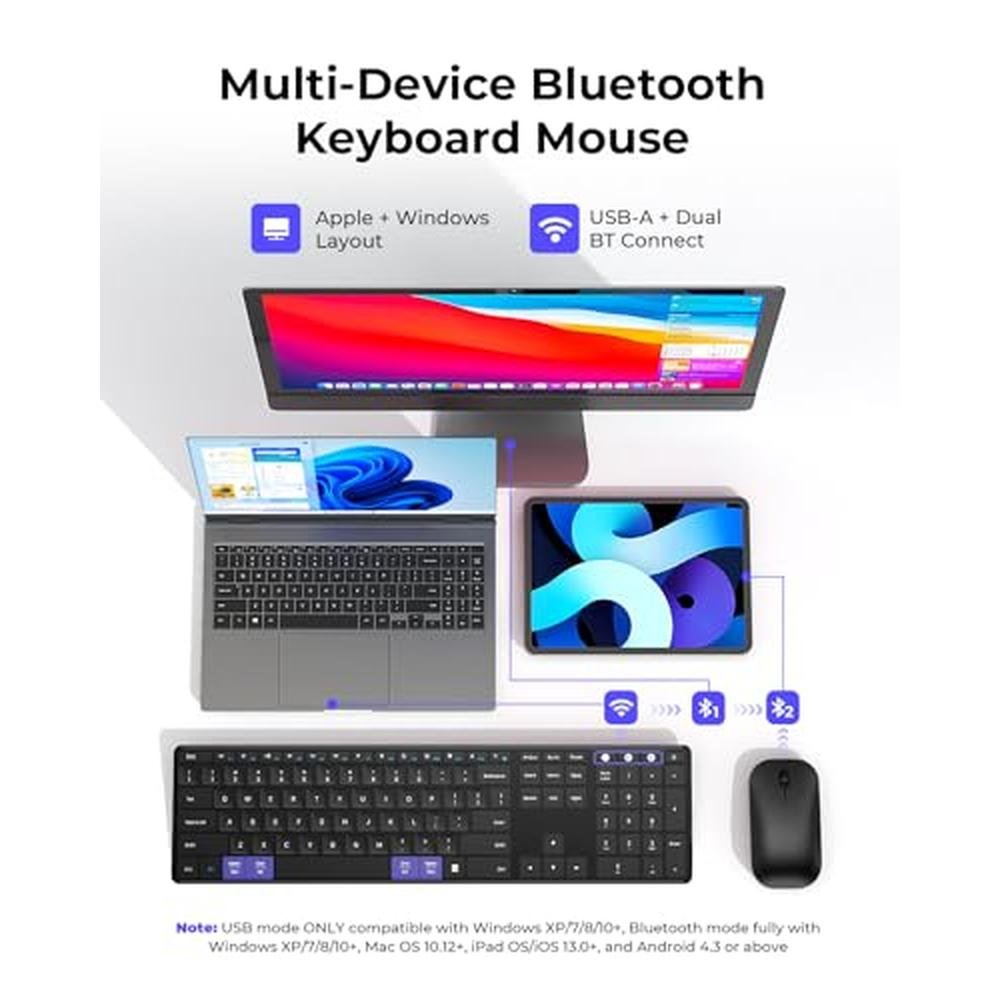Wireless Keyboard Mouse: Seenda SKM64-3 Rechargeable Slim – Side View