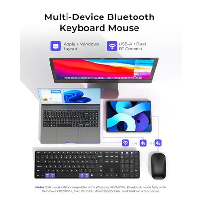Wireless Keyboard Mouse: Seenda SKM64-3 Rechargeable Slim – Side View