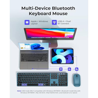 Wireless Keyboard Mouse: Seenda SKM64-3 Rechargeable Slim – Side View