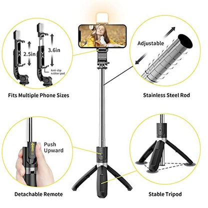 Selfie Stick: Premium Extendable Selfie Stick Tripod with – In Use