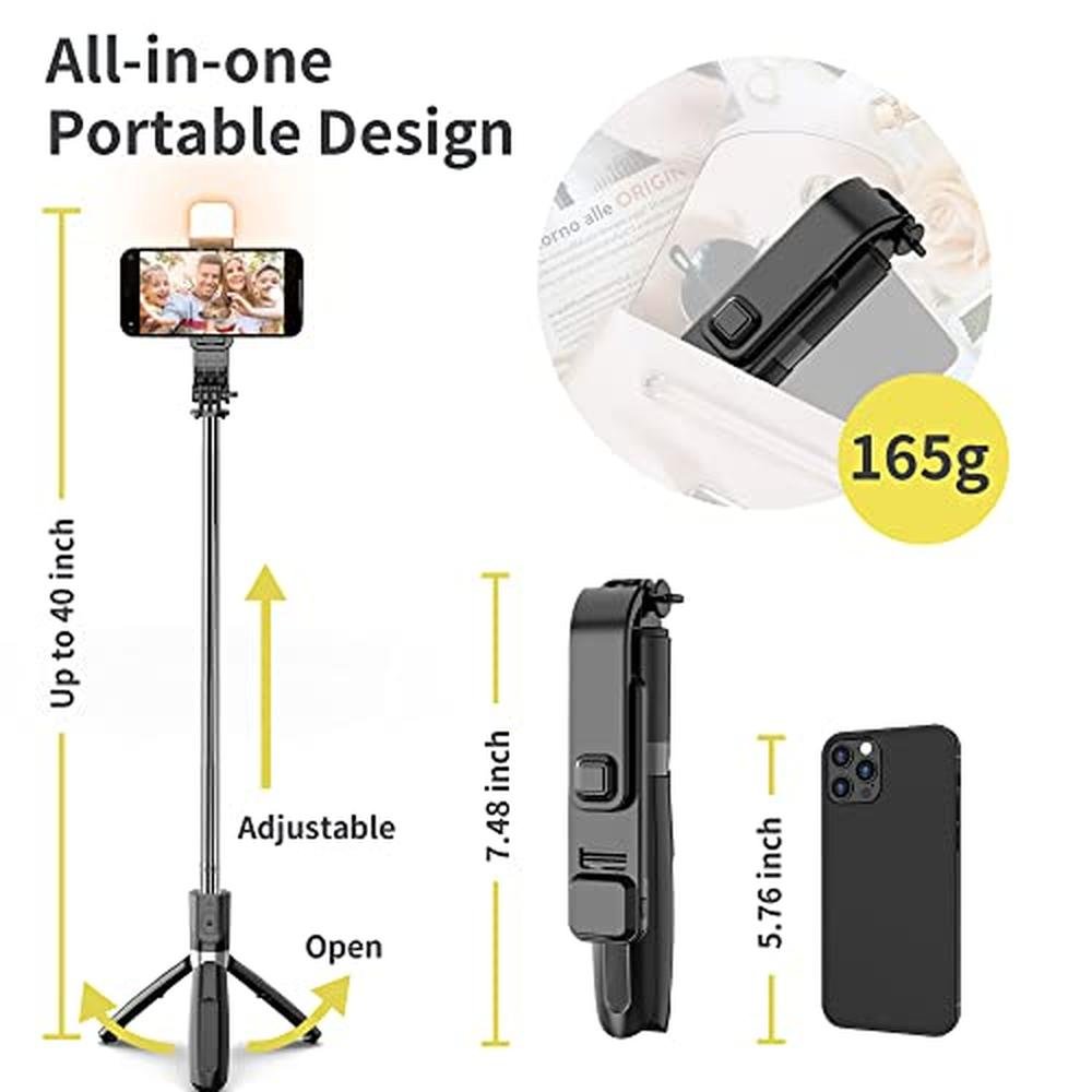 Selfie Stick: Premium Extendable Selfie Stick Tripod with – Packaging