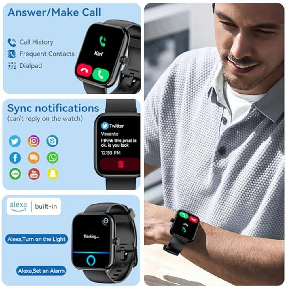 SENBONO Smart Watch: Alexa Built-in – Side View