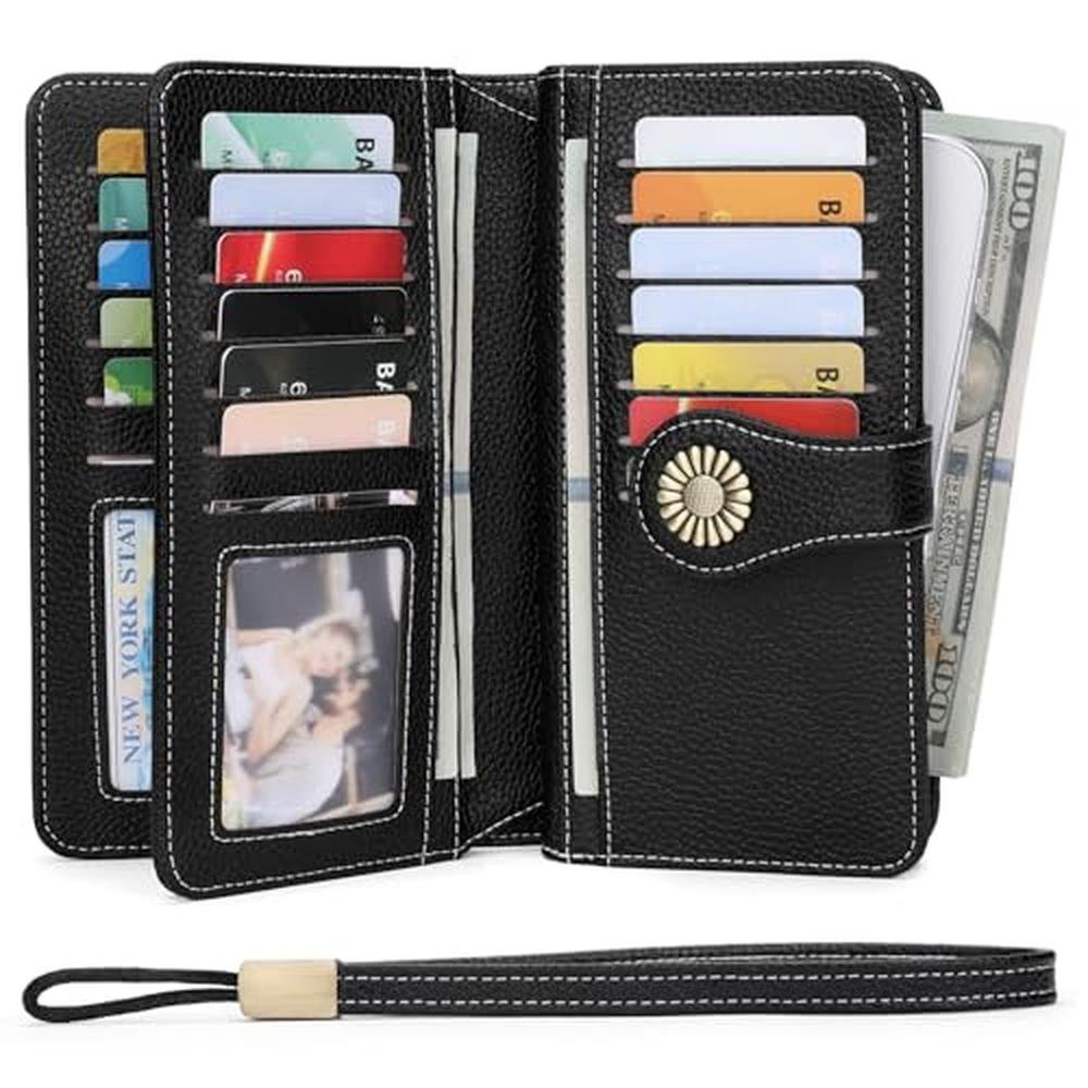 SEDEFN Wallets for Women: Leather Credit Card Holder with – Side View