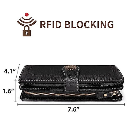 SEDEFN Wallets for Women: Leather Credit Card Holder with – Close-up Detail