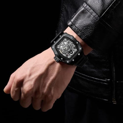 Senstone Mens Watch: Retro Punk Skull Tonneau Design Analog – Packaging