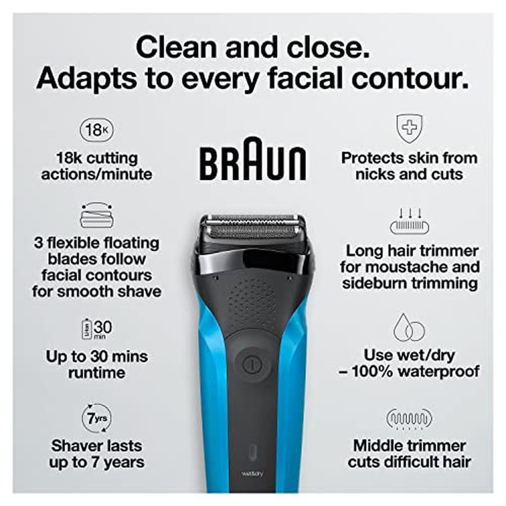 Electric Series: Series 3 3010s Wet Dry Electric Shaver for – Close-up Detail