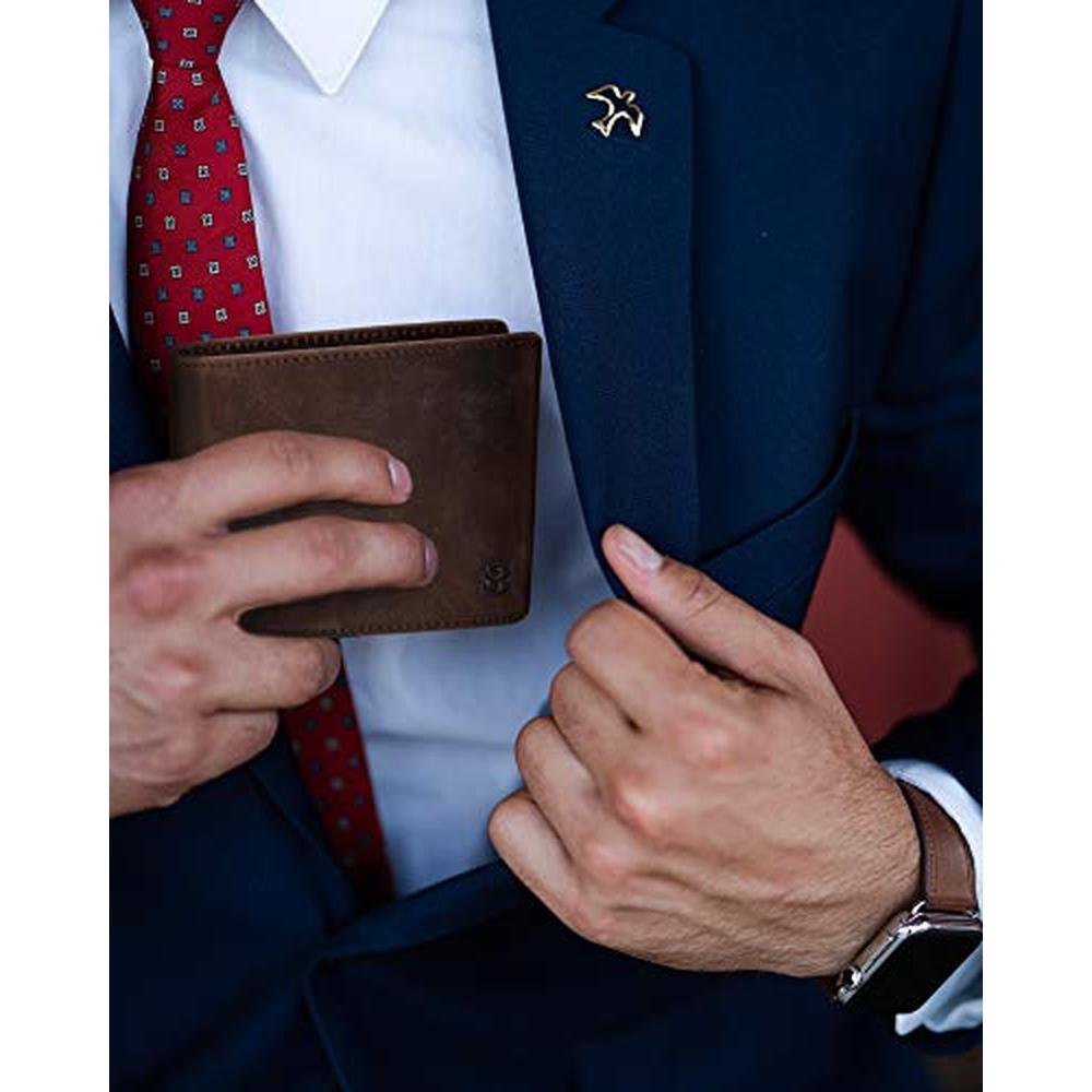 SERMAN BRANDS 2 ID Window Wallet for Men RFID Blocking – Side View