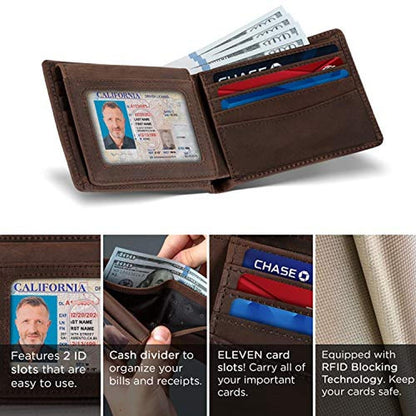 SERMAN BRANDS 2 ID Window Wallet for Men RFID Blocking – In Use