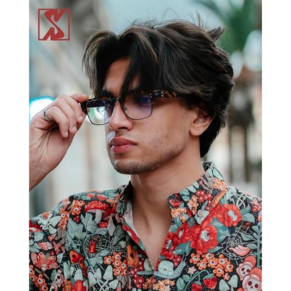 Black Sheen: SHEEN KELLY Retro Square Semi-Rimless – Side View