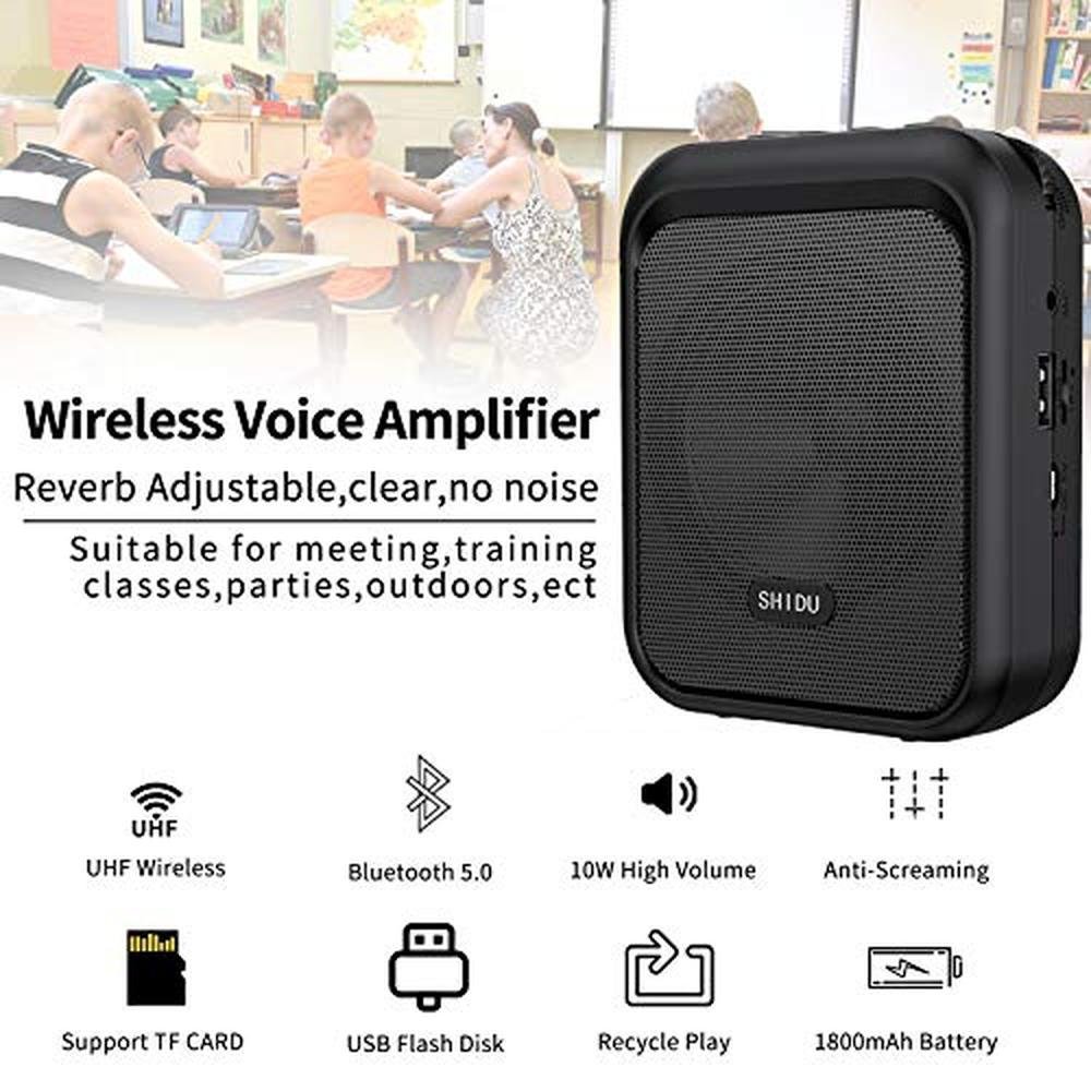 SHIDU Mini Voice Amplifier: Portable Bluetooth Speaker with – Side View