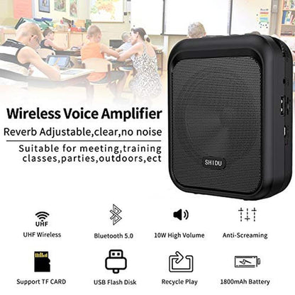 SHIDU Mini Voice Amplifier: Portable Bluetooth Speaker with – Side View