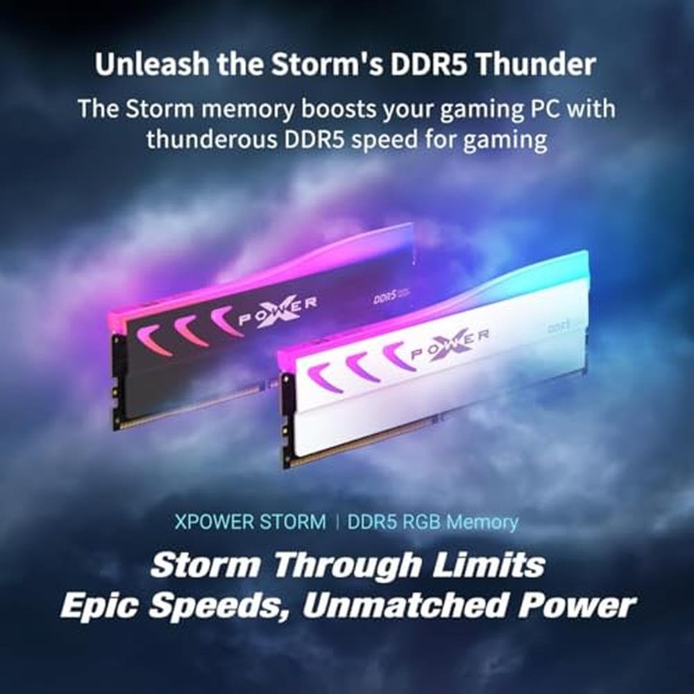 Silicon Power DDR5 32GB: 2x16GB Storm RGB 6000MT/s – Side View
