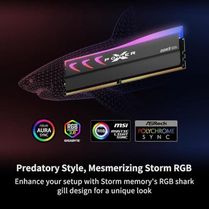 Silicon Power DDR5 32GB: 2x16GB Storm RGB 6000MT/s – Close-up Detail