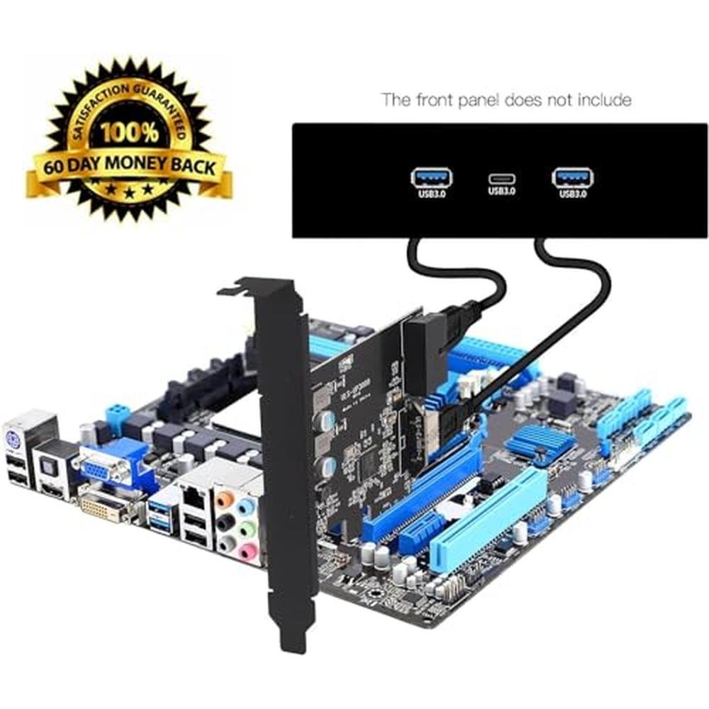 Front Panel: Sinefine PCIe x1 to USB 3.2 GEN1 5Gbp 19pin – Side View