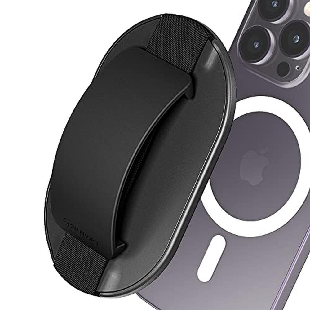 Magsafe Grip: Sinjimoru M-SGrip Black Magnetic Phone Holder – Front View