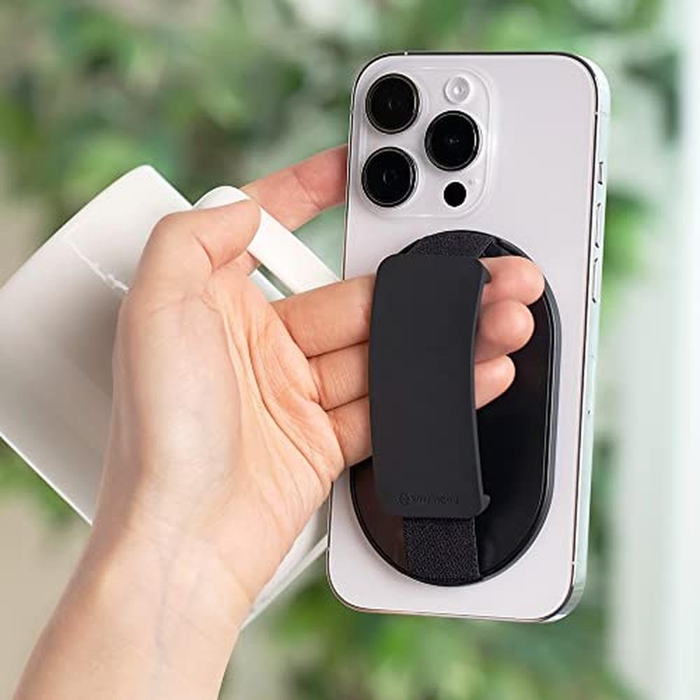 Magsafe Grip: Sinjimoru M-SGrip Black Magnetic Phone Holder – Side View