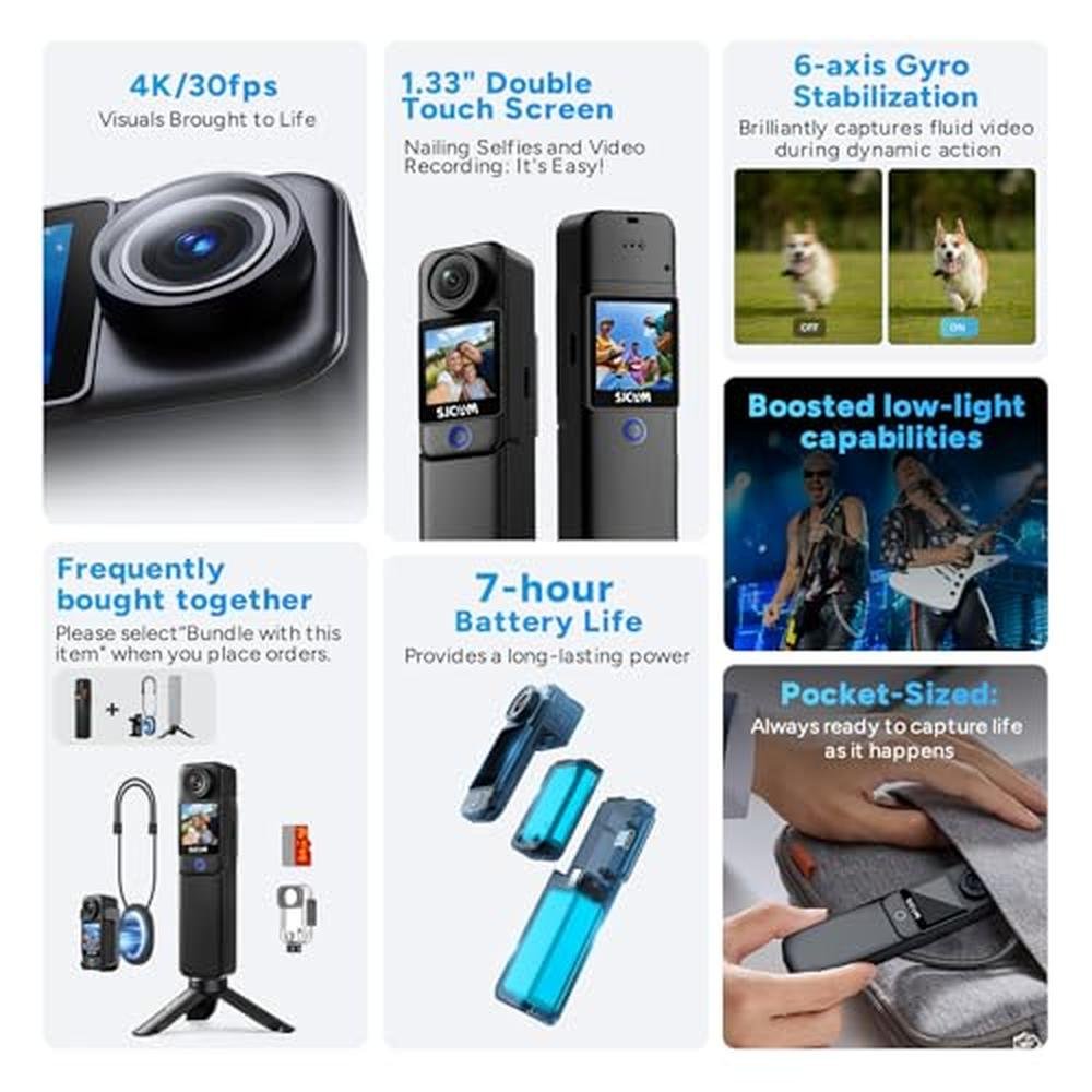 Camera SJCAM: SJCAM C300 2IN1 Handheld 4K Pocket Camera – In Use