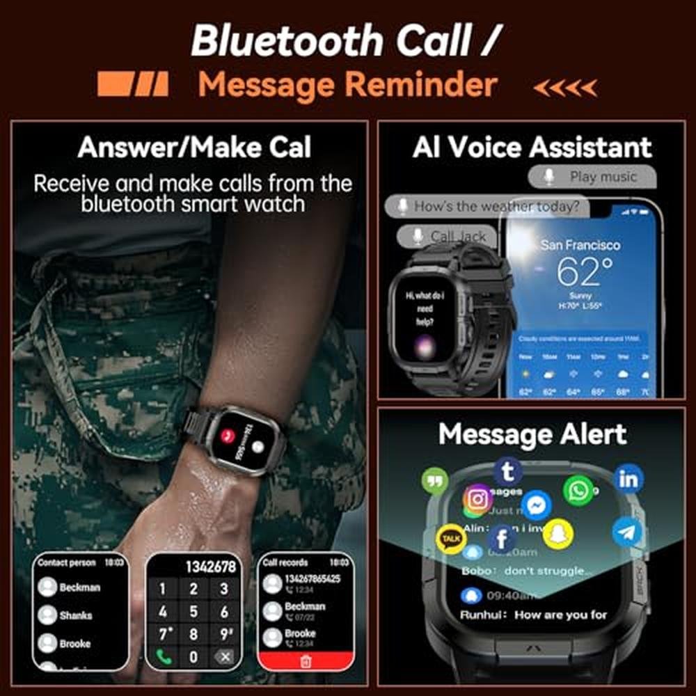 Watch Men: Smart Watch for Men Fitness Tracker Military – Side View