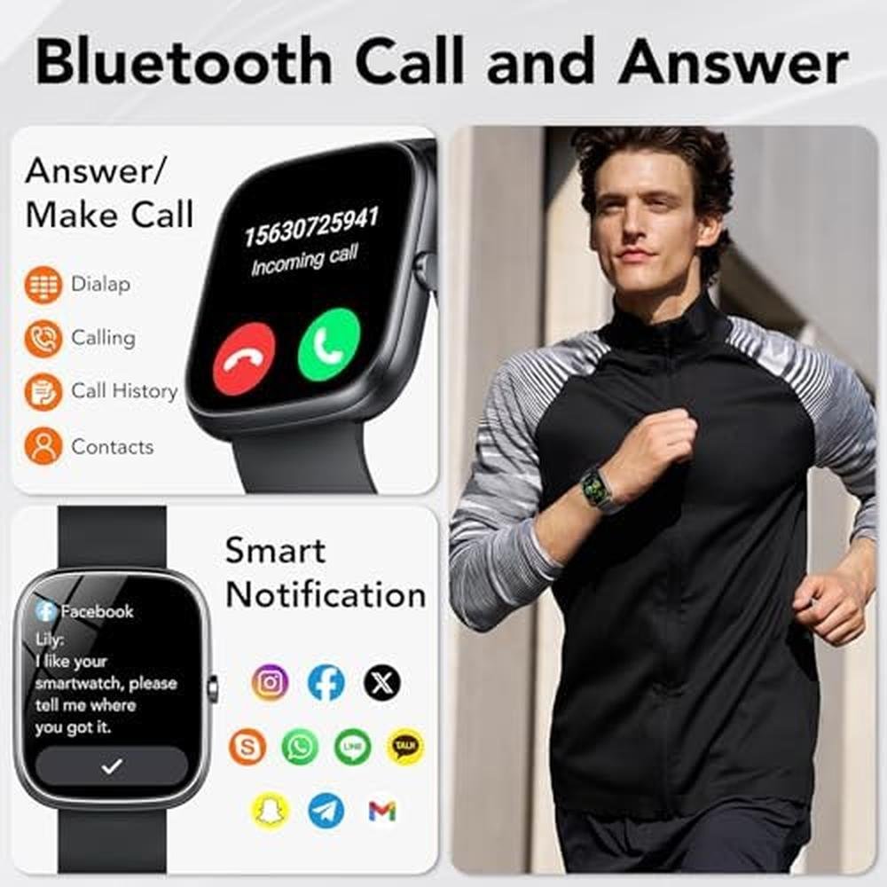 Watch Monitor: Smart Watch for Men Women with Heart Rate – Side View