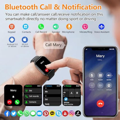 Watch Women: Smart Watch for Women and Men with Text and – Side View