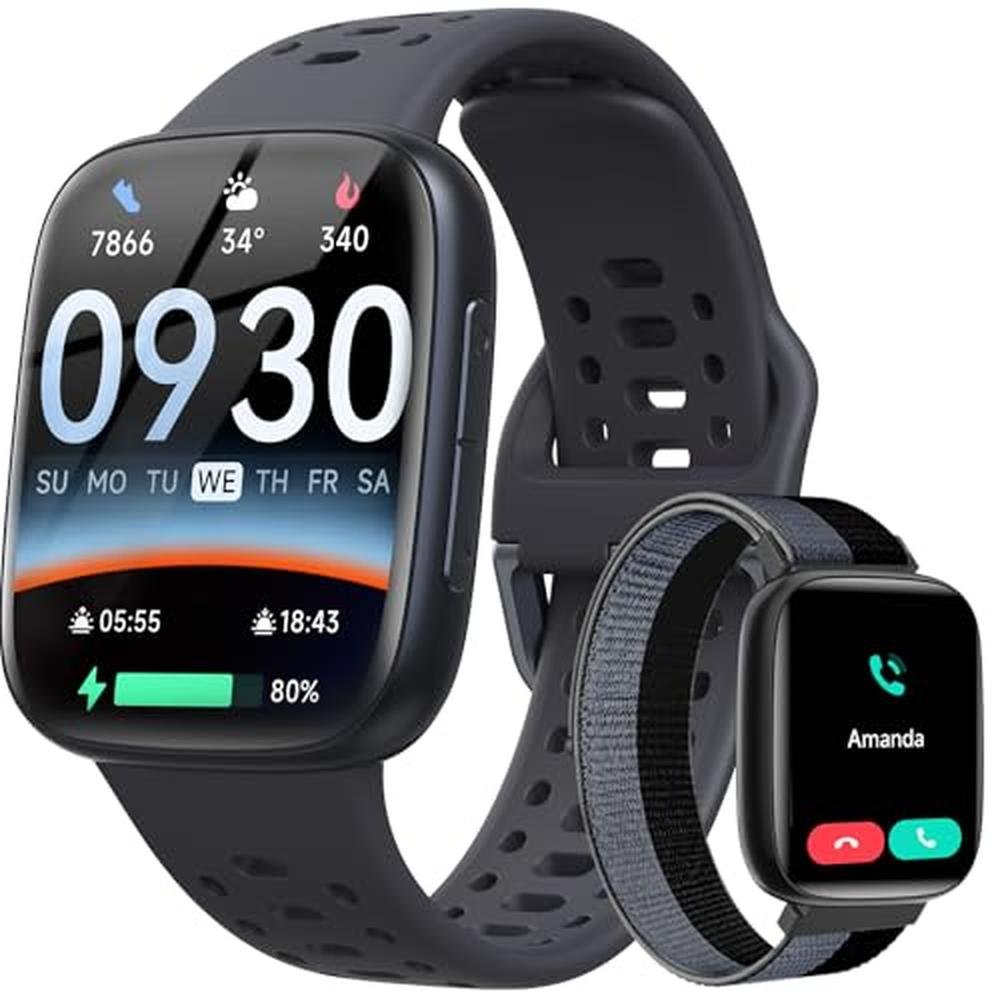 Watches Men: Smart Watches for Men Android iPhone 2 Bands – Front View