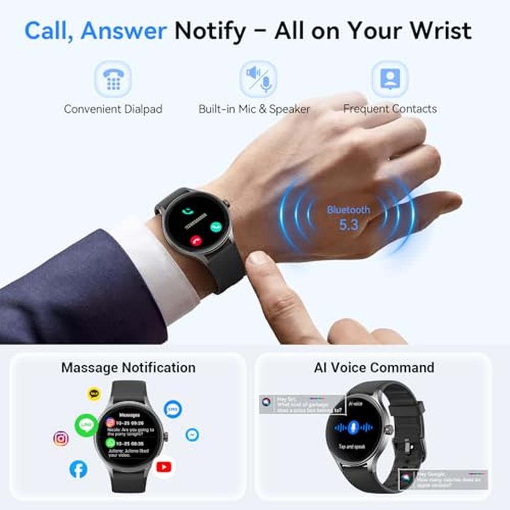 Smart Watches for Men: USA Warehouse 1.27 Round Smartwatch – Close-up Detail