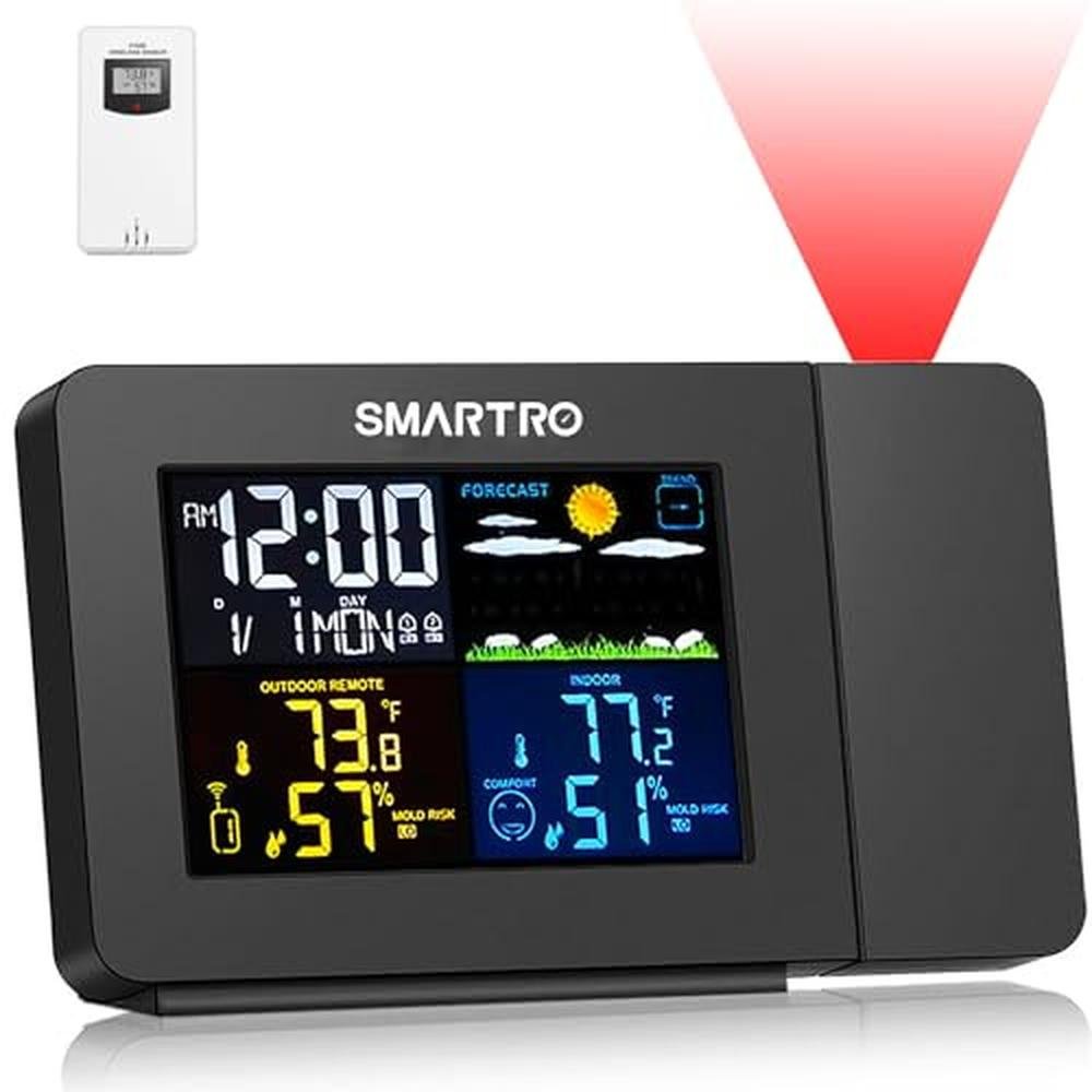 SMARTRO SC91: Premium Projection Alarm Clock with Weather – Front View