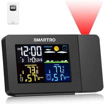 SMARTRO SC91: Premium Projection Alarm Clock with Weather – Front View