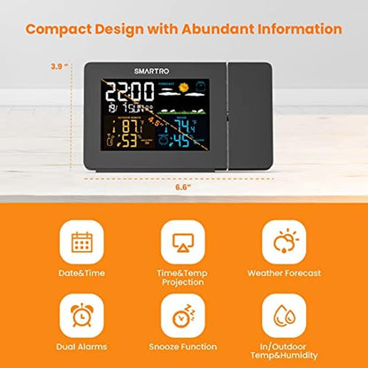 SMARTRO SC91: Premium Projection Alarm Clock with Weather – Side View