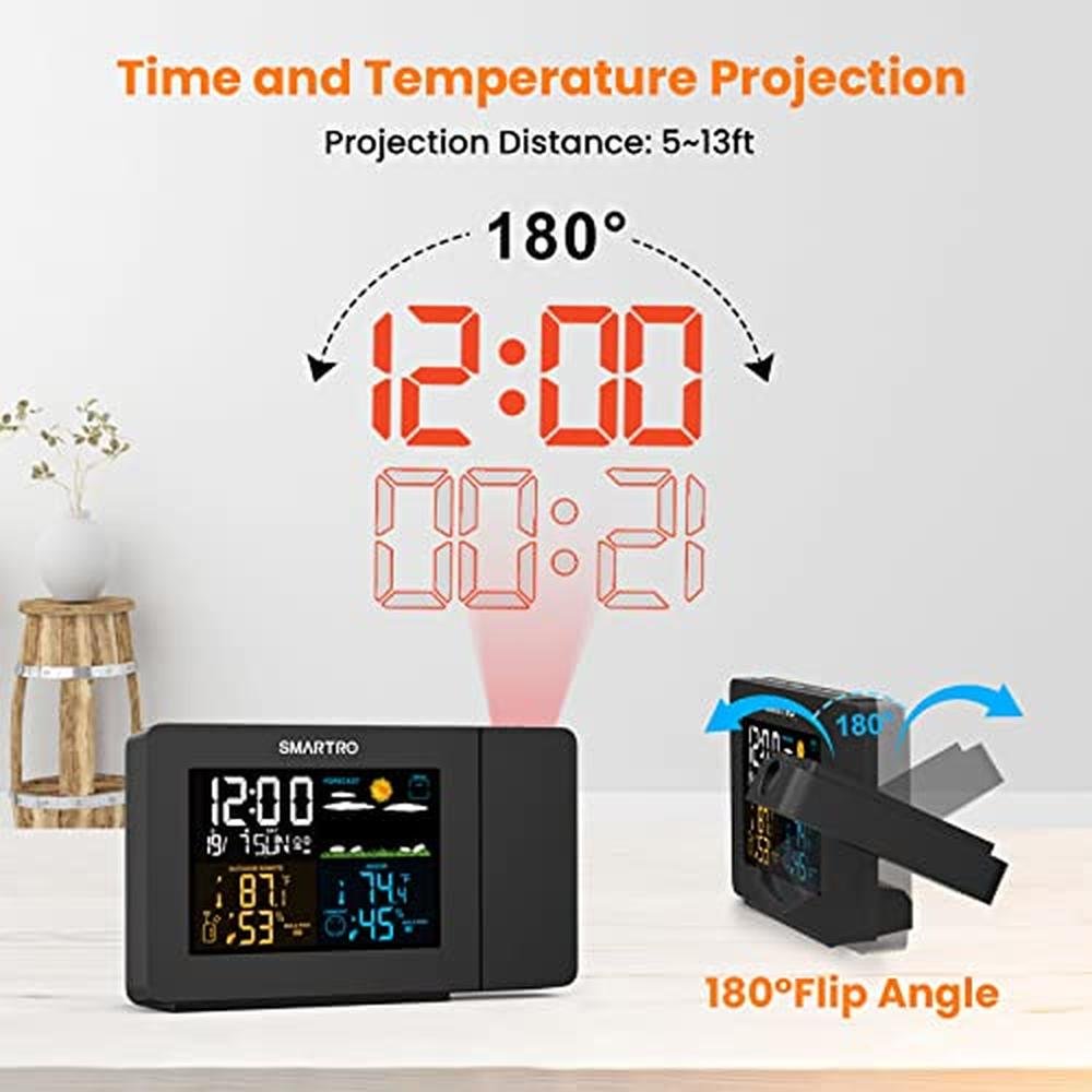 SMARTRO SC91: Premium Projection Alarm Clock with Weather – Close-up Detail