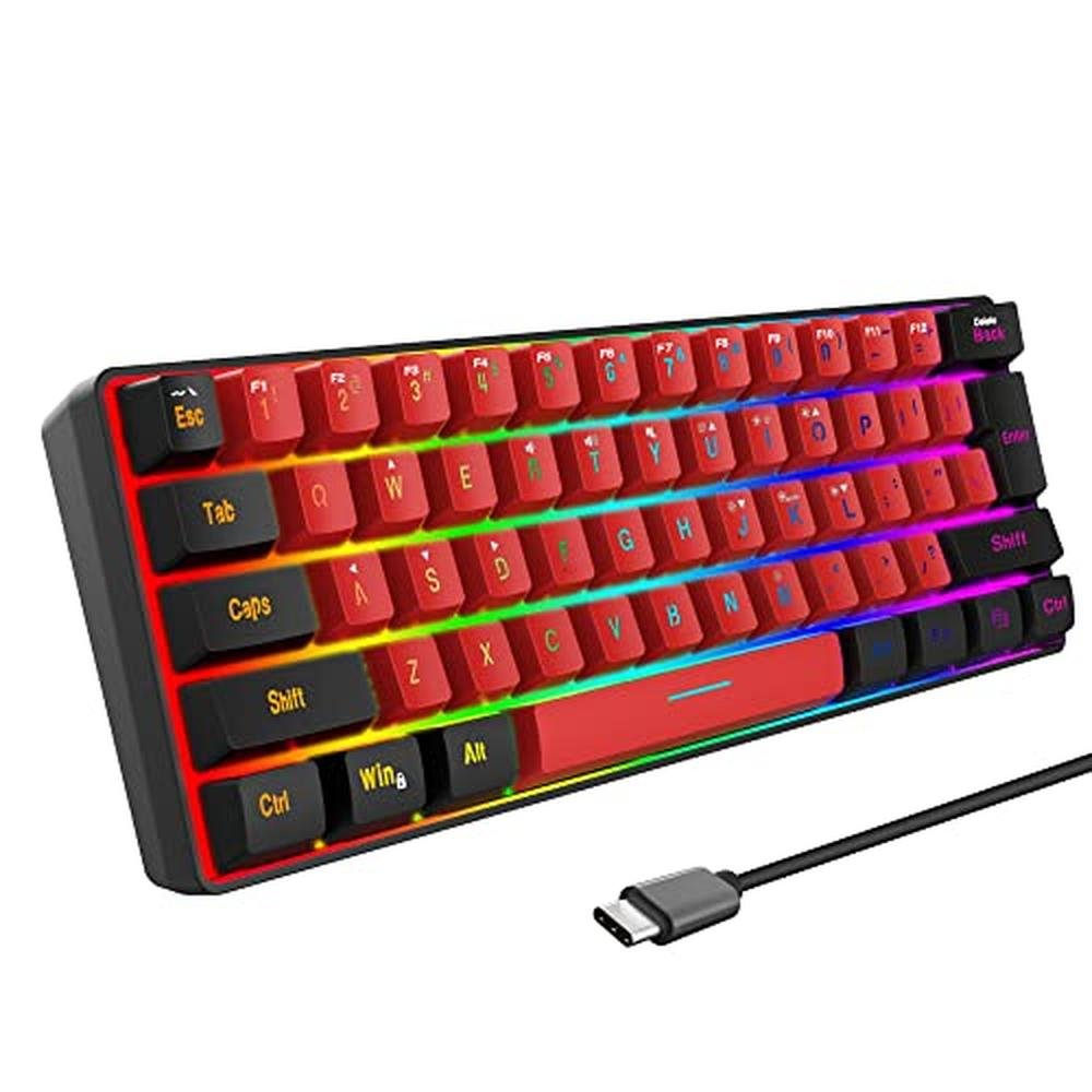 Gaming Keyboard: Snpurdiri 60% Wired True RGB Small Compact – Front View