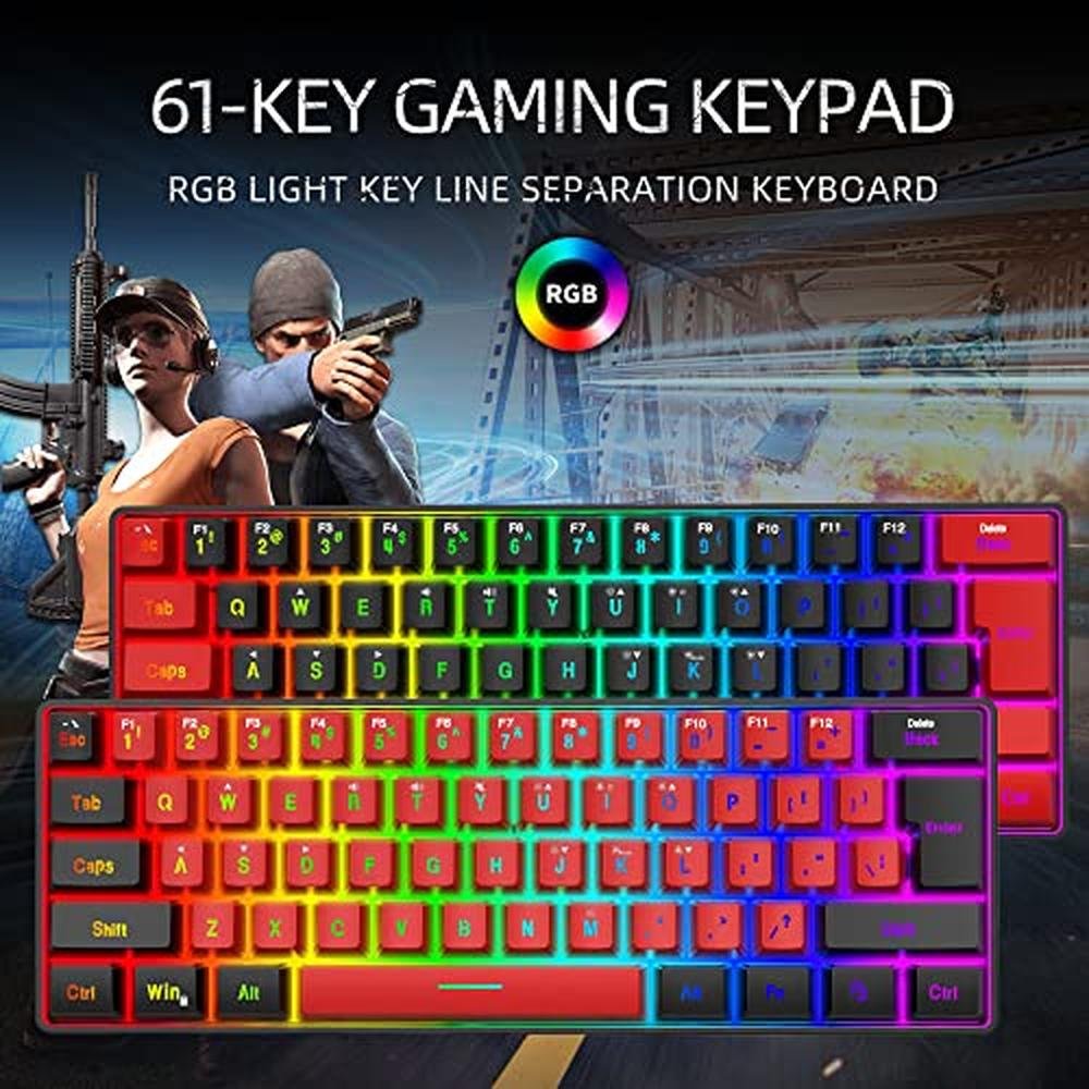 Gaming Keyboard: Snpurdiri 60% Wired True RGB Small Compact – Close-up Detail