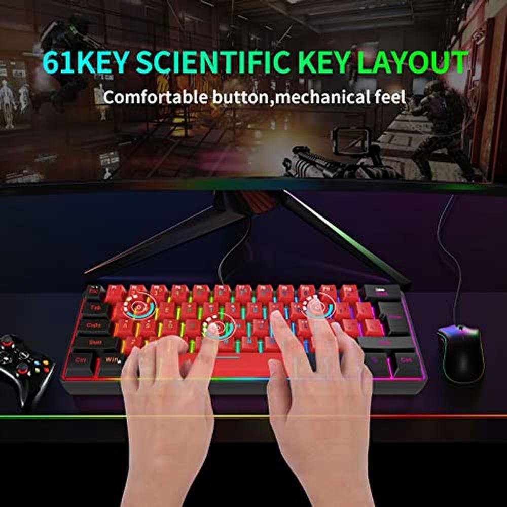 Gaming Keyboard: Snpurdiri 60% Wired True RGB Small Compact – In Use