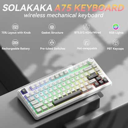 Keyboard Solakaka: SOLAKAKA A75 75% Wireless Mechanical Hot – Side View