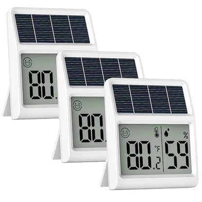 Indoor Light: Solar Digital Thermometer & Hygrometer – Front View