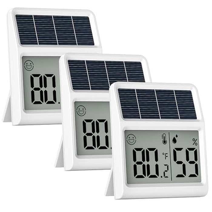 Indoor Light: Solar Digital Thermometer & Hygrometer – Front View