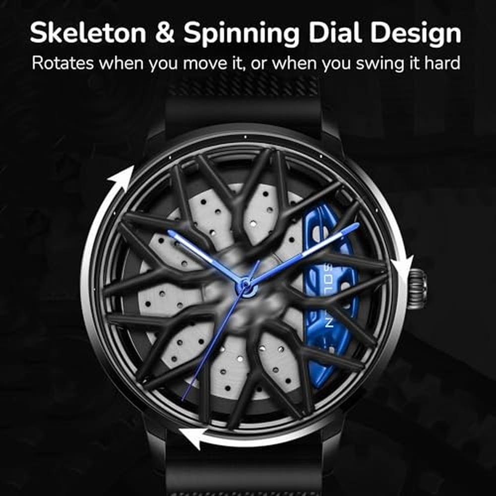 Men Car Watch: SOLLEN Car Wheel SL358 Blue Racing Style Dial – In Use