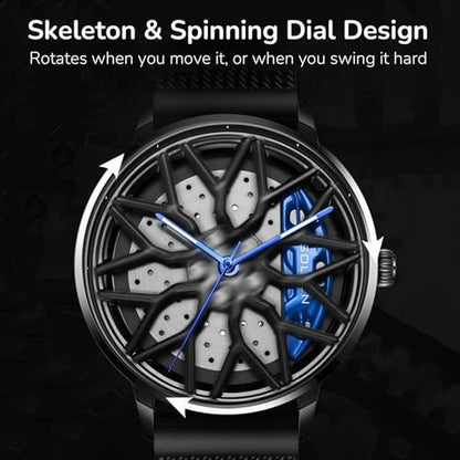 Men Car Watch: SOLLEN Car Wheel SL358 Blue Racing Style Dial – In Use