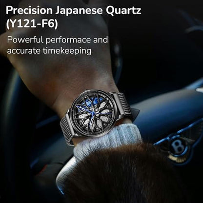 Men Car Watch: SOLLEN Car Wheel SL358 Blue Racing Style Dial – Packaging