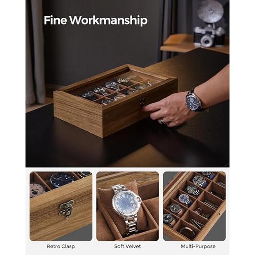 Watch Songmics: Songmics 12-Slot Watch Box – Close-up Detail