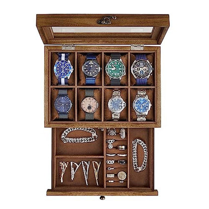 Watch Box: Songmics 8-Slot 2-Tier Watch Display Case – Front View