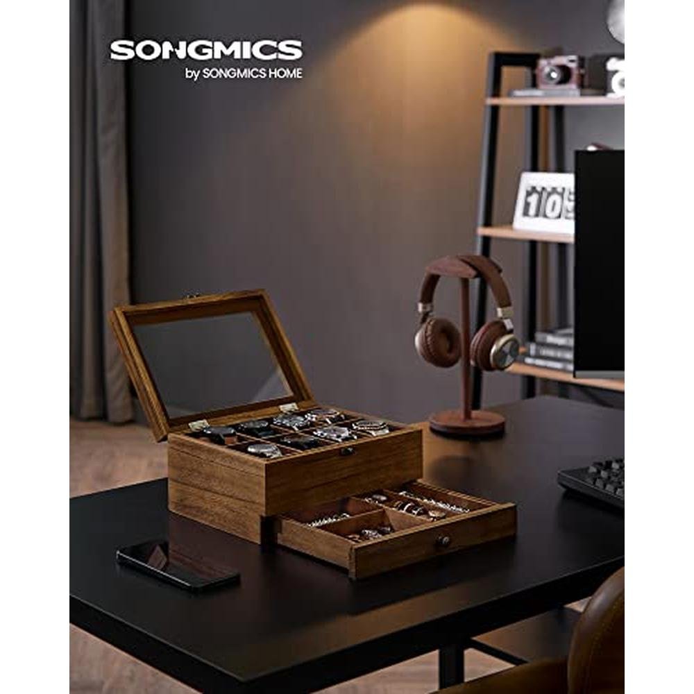 Watch Box: Songmics 8-Slot 2-Tier Watch Display Case – Side View