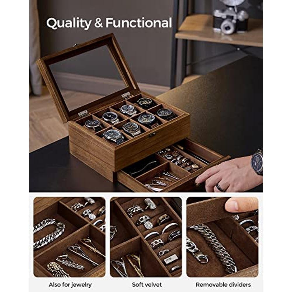 Watch Box: Songmics 8-Slot 2-Tier Watch Display Case – In Use